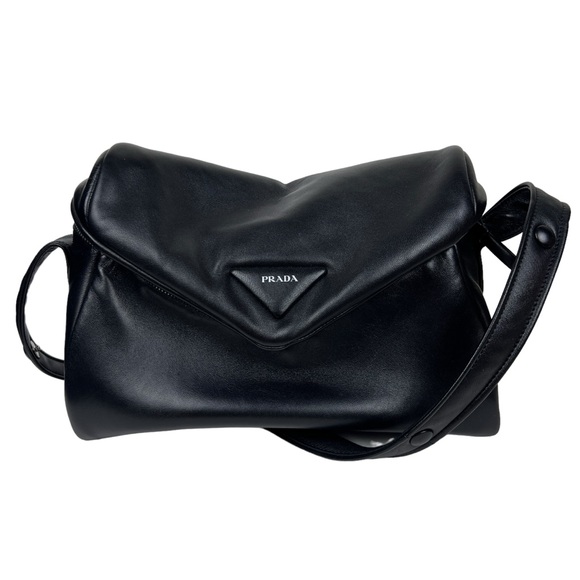 Prada Nappa Leather Signaux Padded Puffy Black Bag